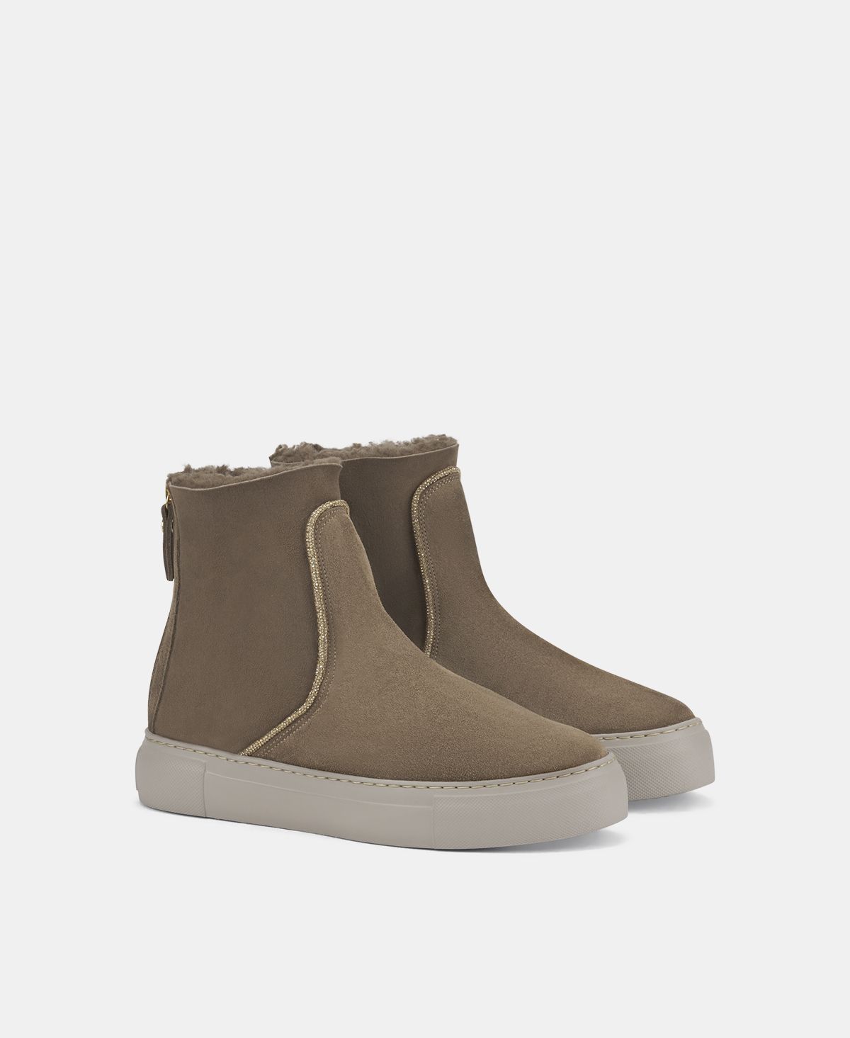 Agl Sneaker in velour con strass Tortora Meghan Warm Strass Consegna Veloce