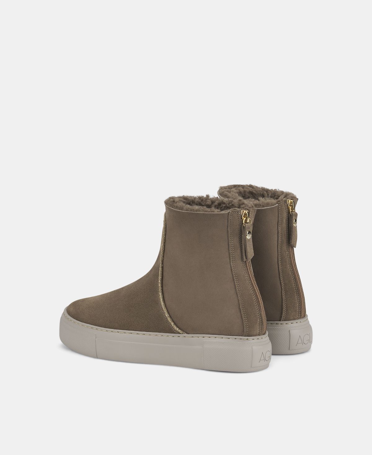 Agl Sneaker in velour con strass Tortora Meghan Warm Strass Consegna Veloce