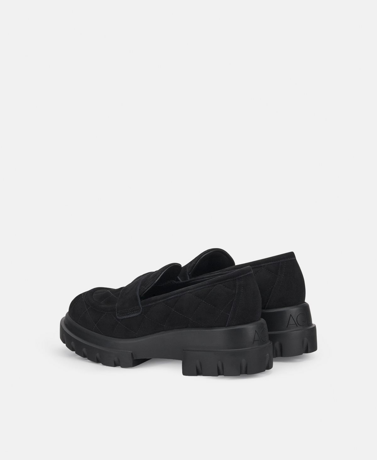 Agl Mocassino in velour Nero Celeste Matelassé Economico