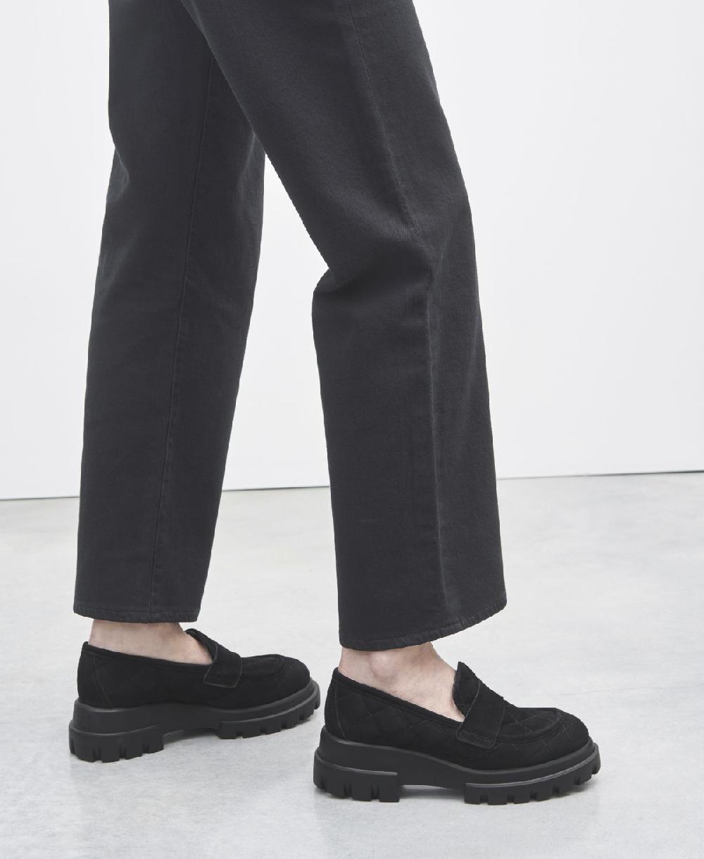 Agl Mocassino in velour Nero Celeste Matelassé Economico