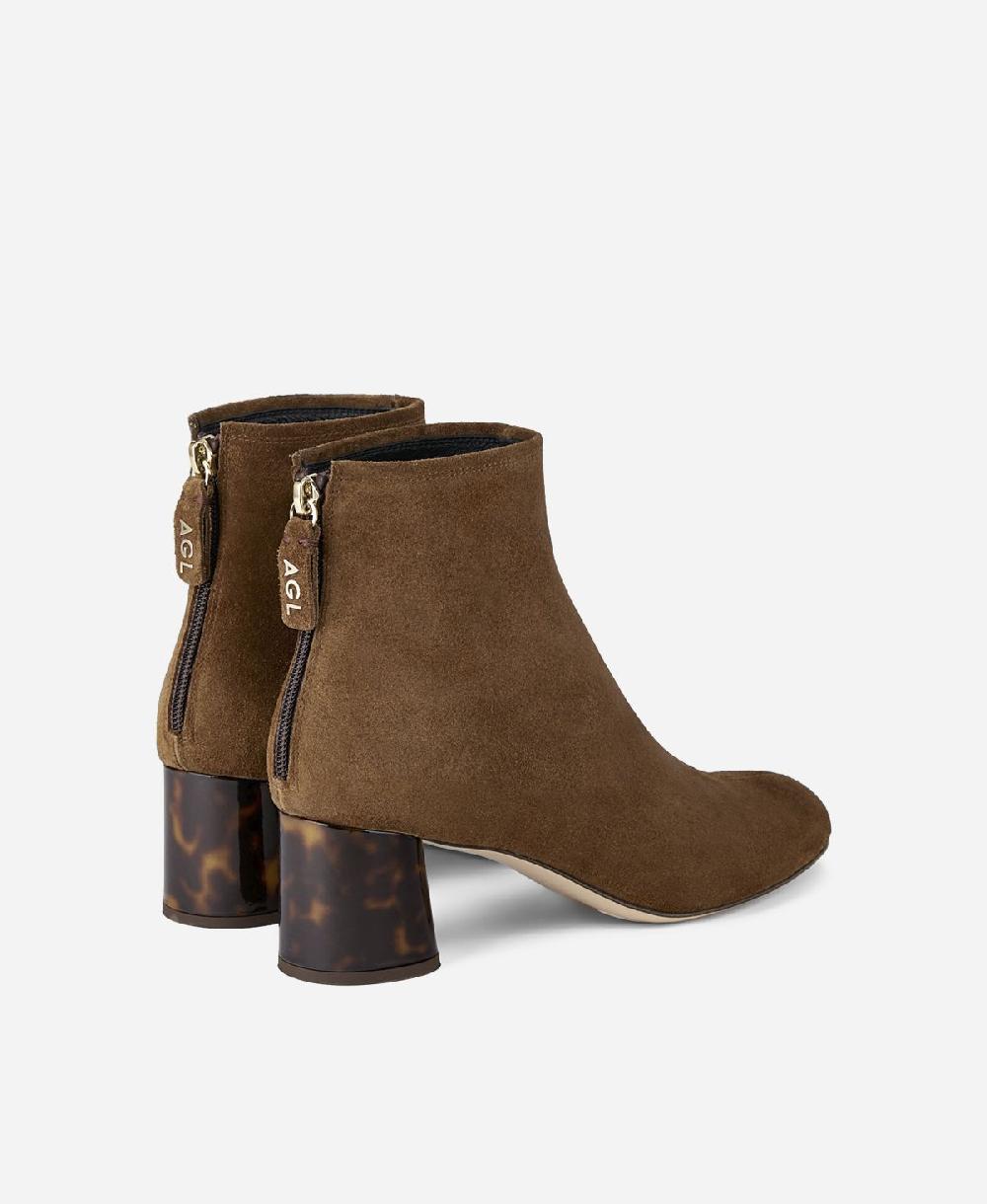 Agl Stivaletto in pelle con tacco Cuoio VETA PRECIOUS Affare Del Giorno