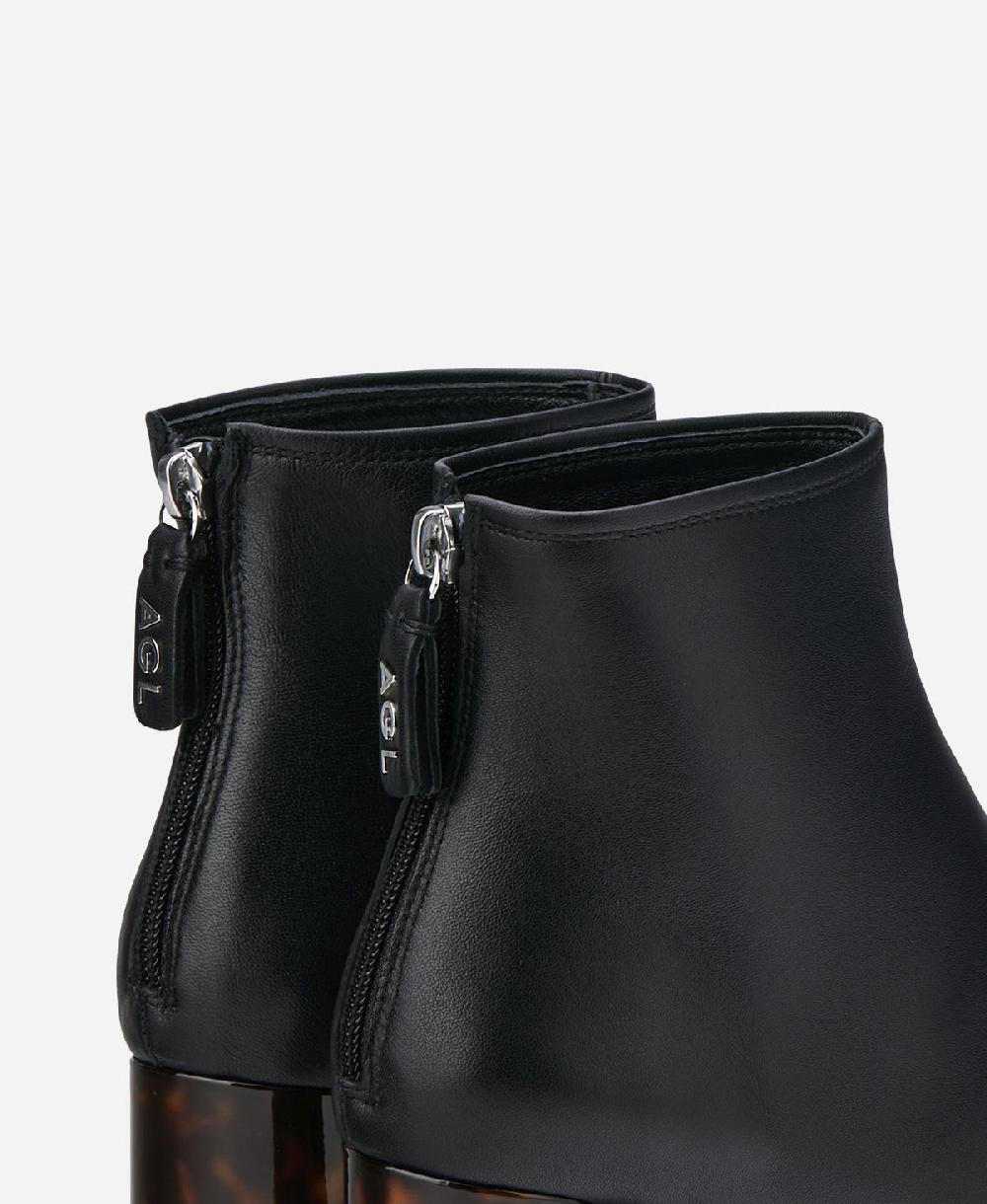 Agl Stivaletto in pelle con tacco Nero VETA PRECIOUS Prezzo Ridotto
