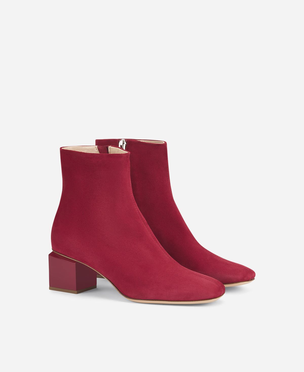 Agl Stivaletto in velour con tacco cubico Rosso Angie Pure Novità