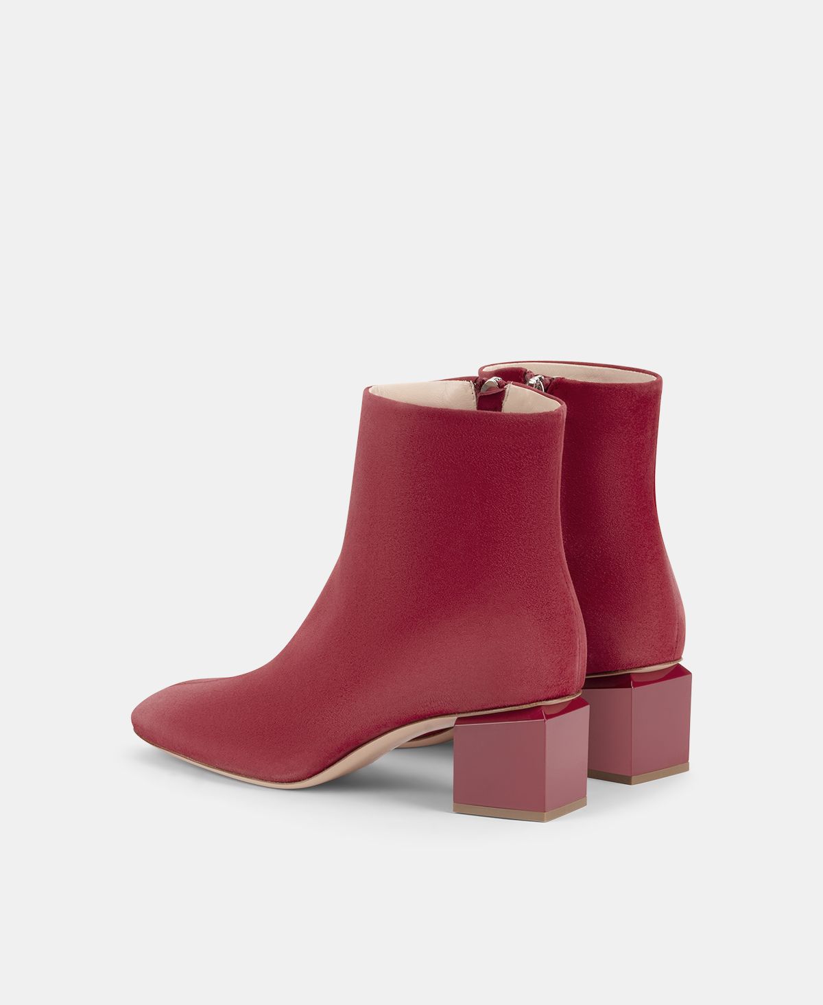 Agl Stivaletto in velour con tacco cubico Rosso Angie Pure Novità