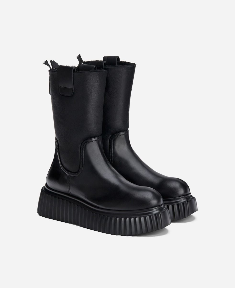 Agl Stivaletto con montone Nero Milagros Fur Outlet