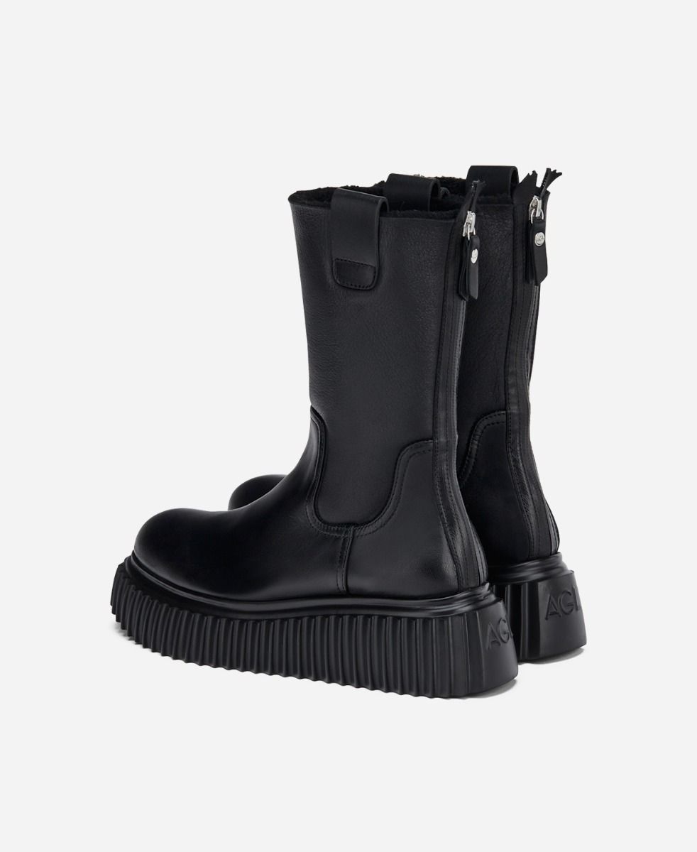 Agl Stivaletto con montone Nero Milagros Fur Outlet