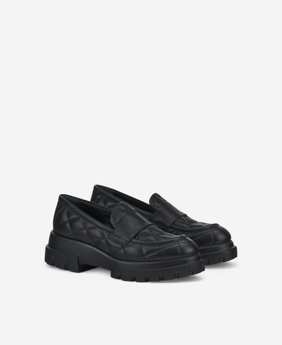 Agl Mocassino in pelle Nero Celeste Matelassé In Saldo