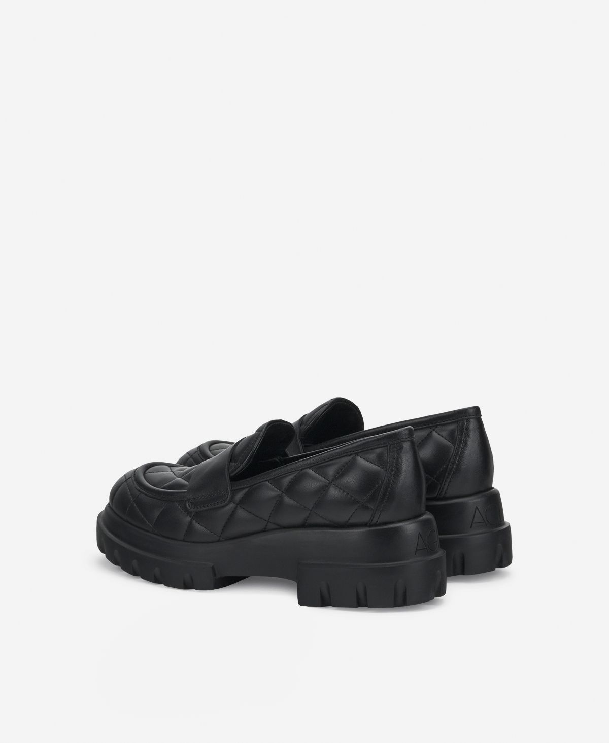 Agl Mocassino in pelle Nero Celeste Matelassé In Saldo