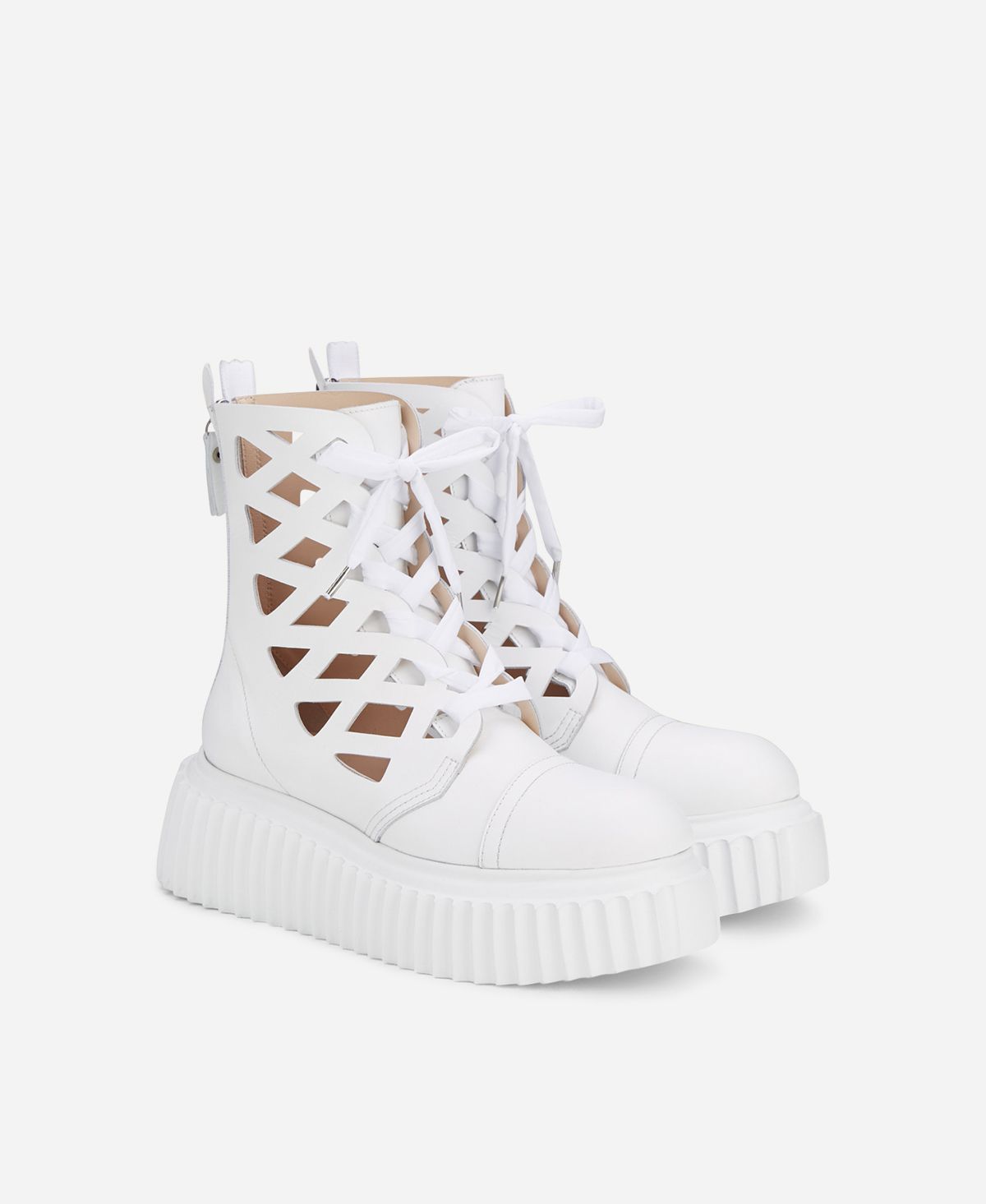 Agl Stivaletto in pelle laserata Bianco Viggy Vendita Economica