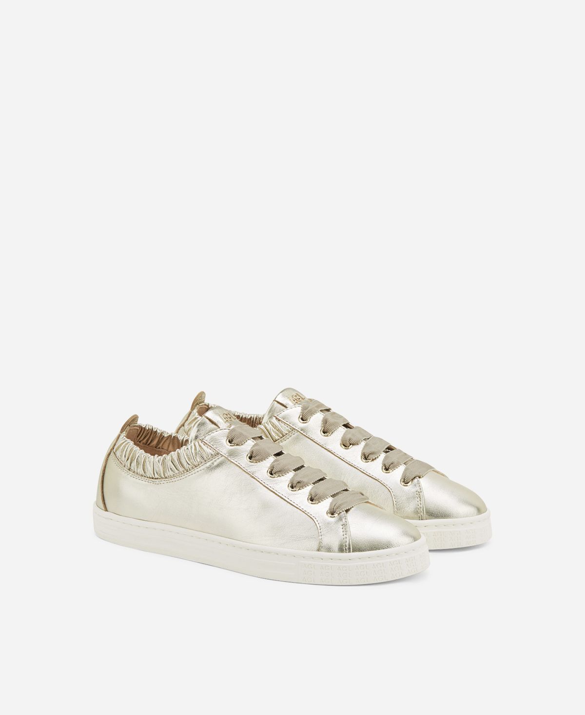 Agl Sneaker in pelle metallizzata Platino Suzie Nuovo