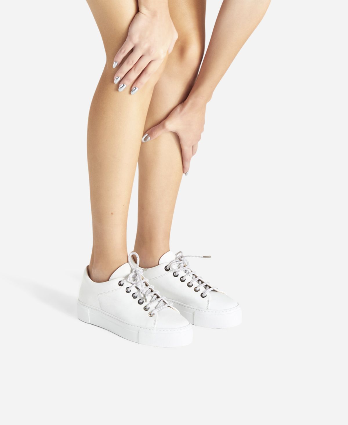 Agl Sneaker con lacci gioiello Bianco Crystal Qualità Garantita