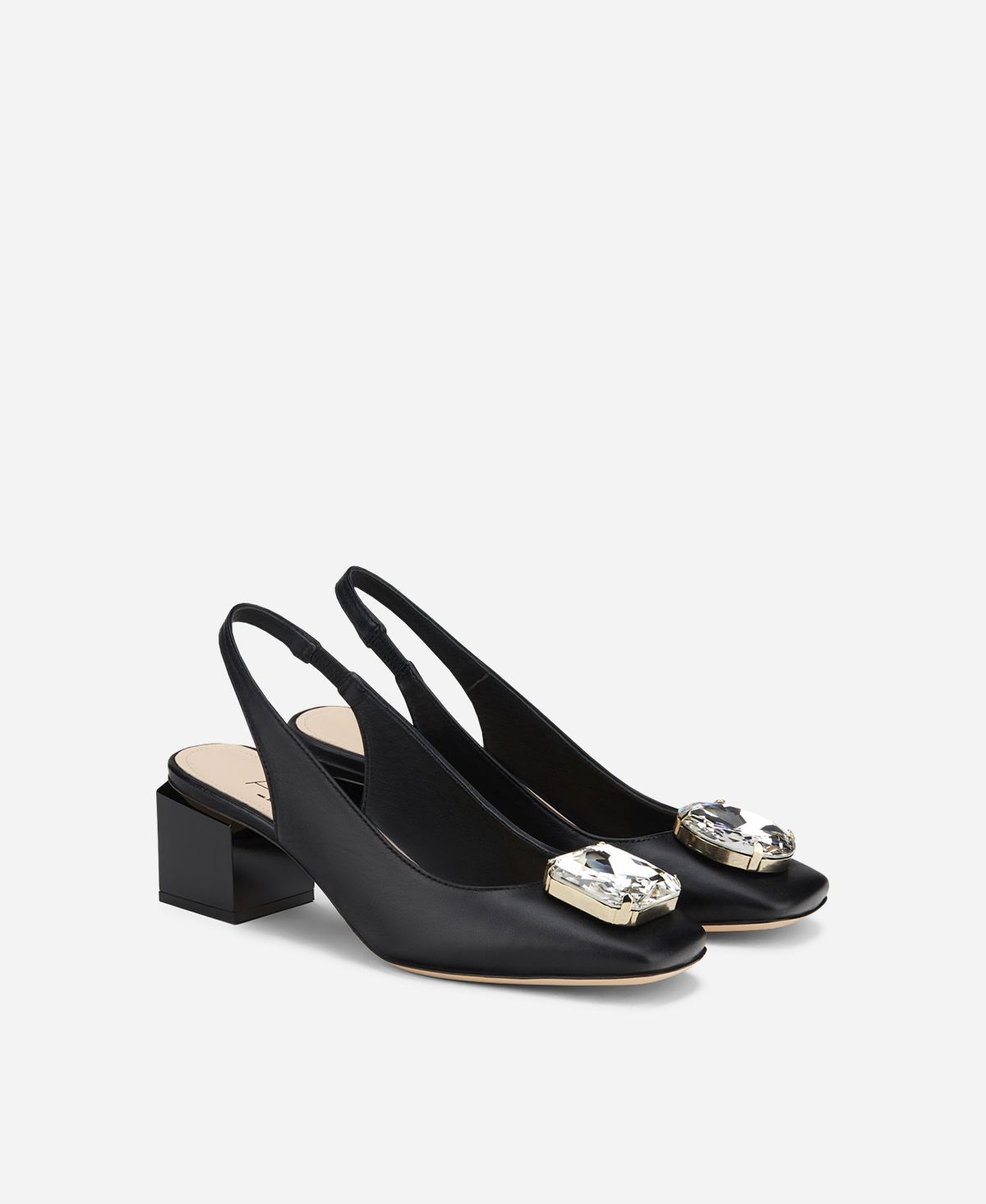 Agl Sling back con tacco a cubo Nero Angie Sb Crystal Rilascio limitato