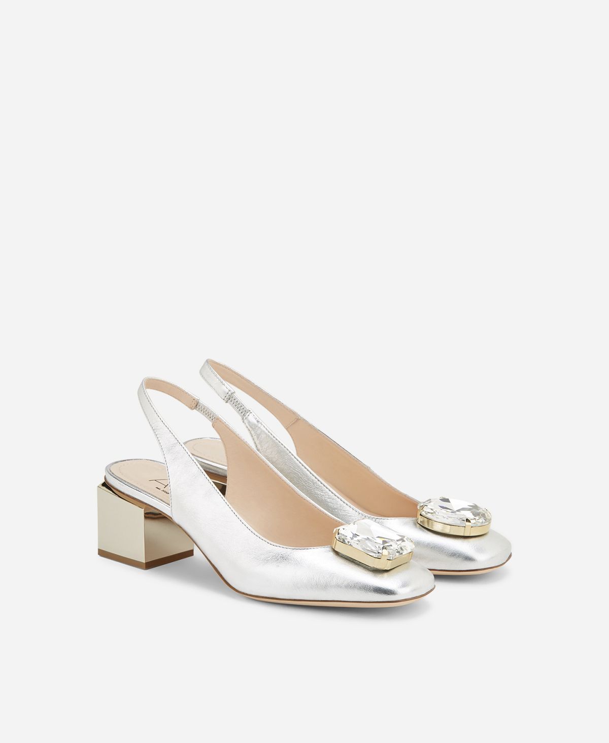 Agl Sling back con tacco a cubo Argento Angie Sb Crystal Ultimi tre giorni