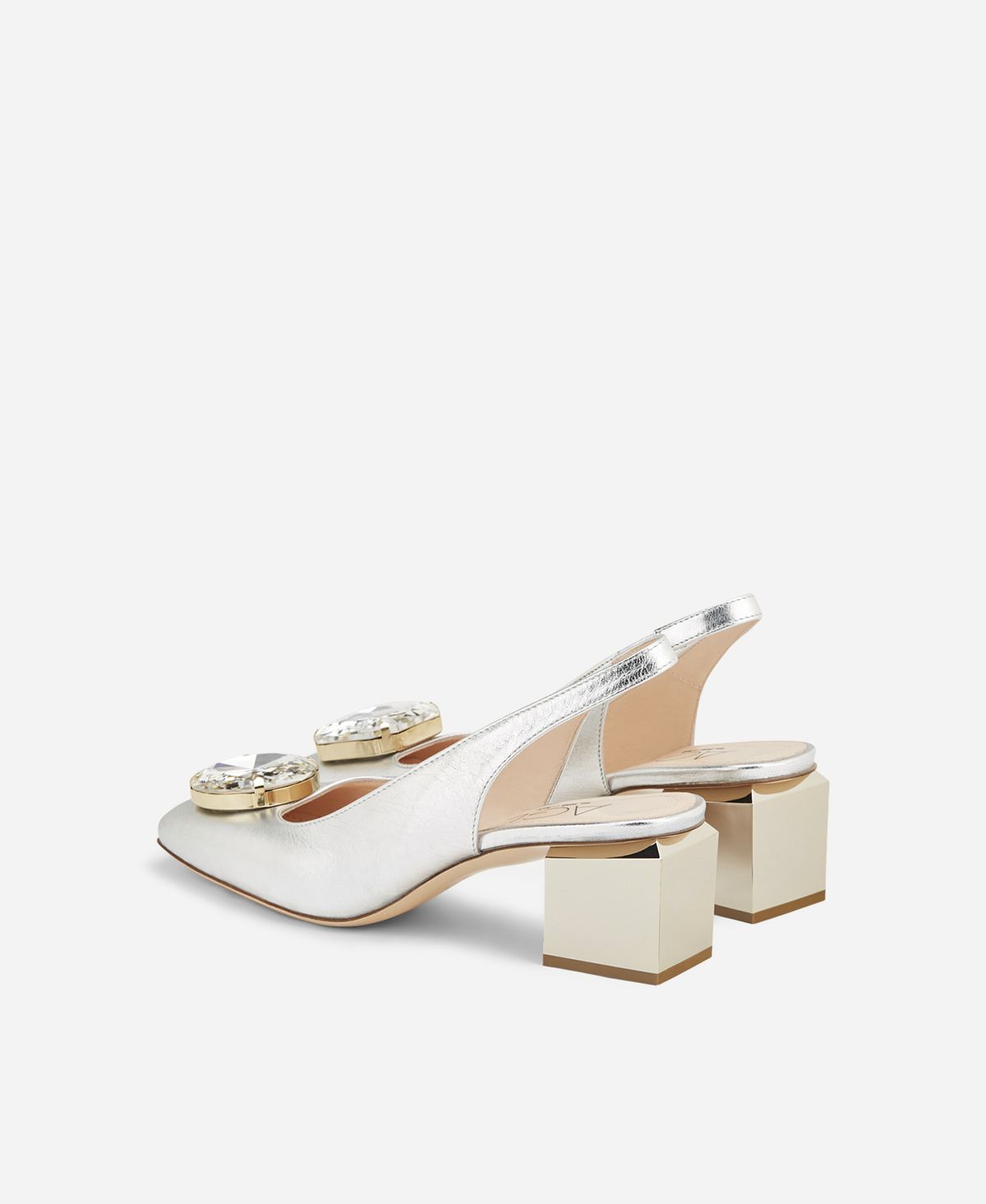 Agl Sling back con tacco a cubo Argento Angie Sb Crystal Ultimi tre giorni