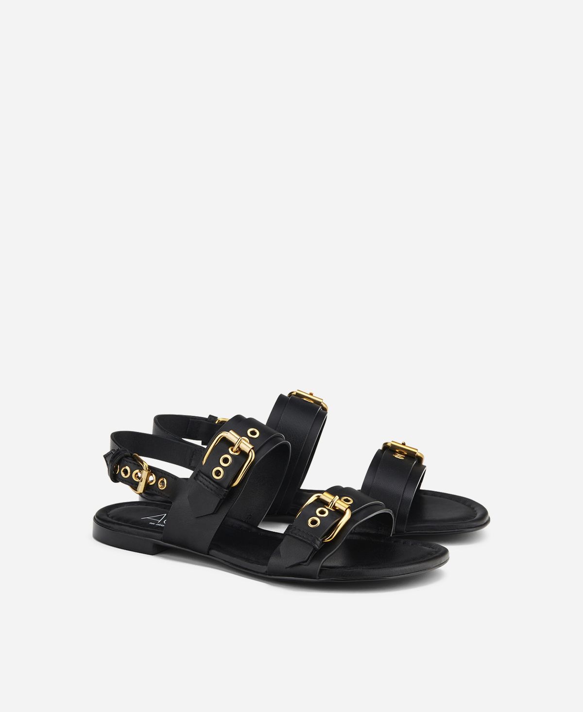 Agl Sandalo con fibbie Nero Summer Multi Buckles Sconto