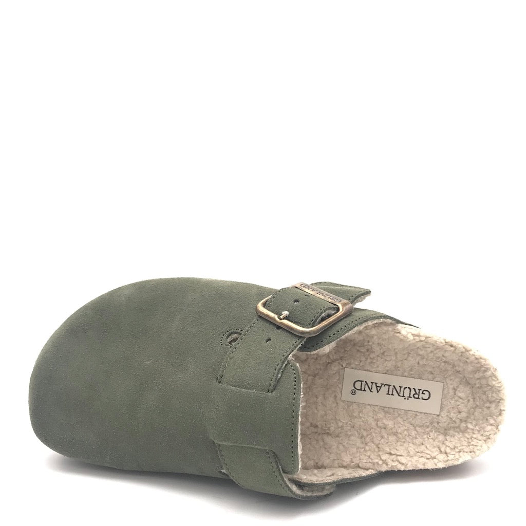 Zulian Calzature Ciabatta Sara shearling oliva Vendita Calda