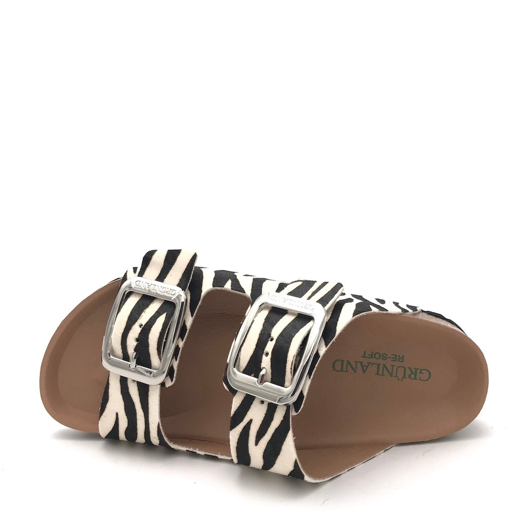 Zulian Calzature Ciabatta Enny doppia fibbia cavallino zebrato In Linea