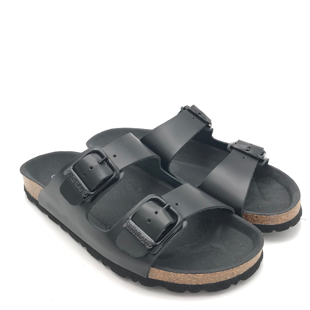 Zulian Calzature Ciabatta Sara doppia fibbia pelle nera Nuova