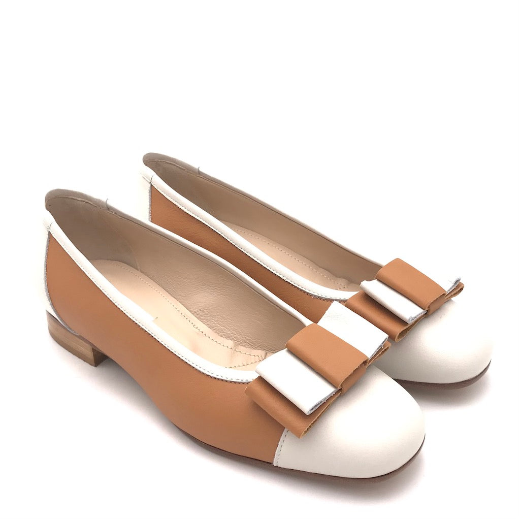 Zulian Calzature Ballerina in pelle cuoio-panna Italy