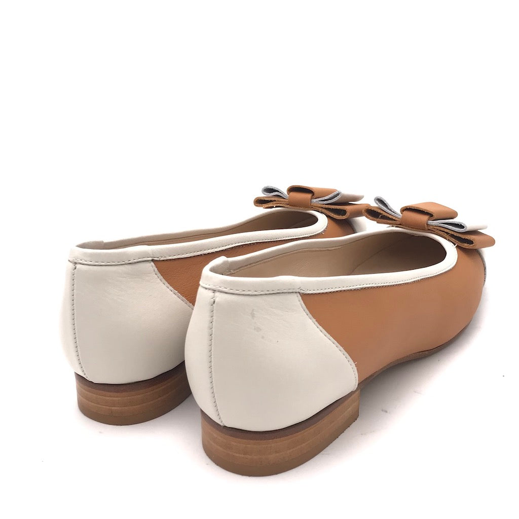 Zulian Calzature Ballerina in pelle cuoio-panna Italy