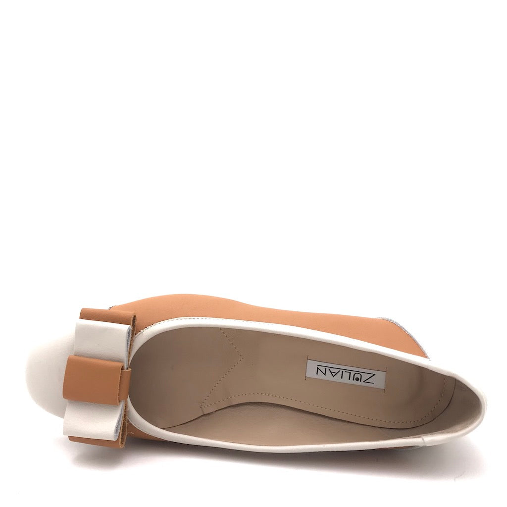 Zulian Calzature Ballerina in pelle cuoio-panna Italy