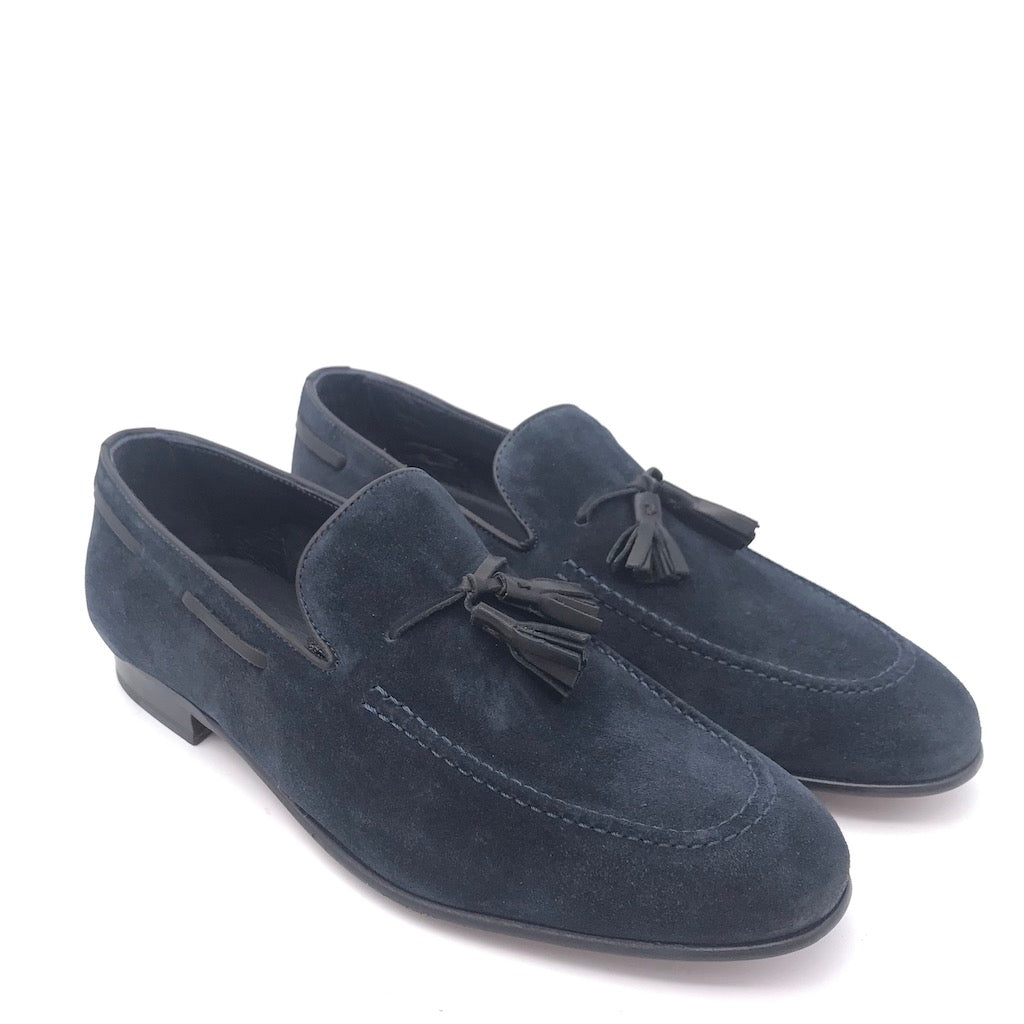 Zulian Calzature Mocassino nappine in velour blu Sottocosto