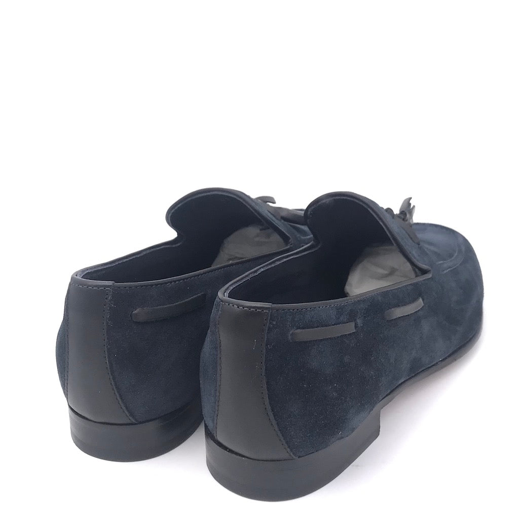 Zulian Calzature Mocassino nappine in velour blu Sottocosto