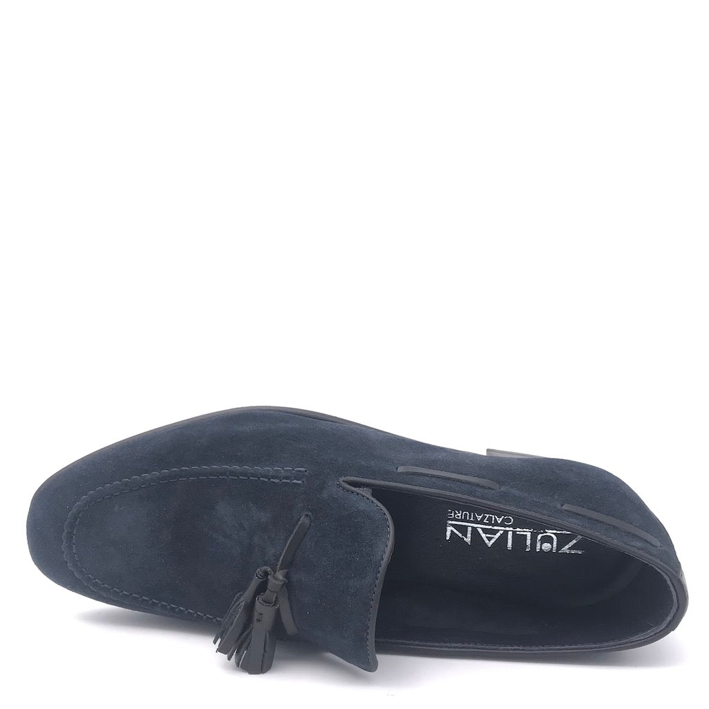 Zulian Calzature Mocassino nappine in velour blu Sottocosto