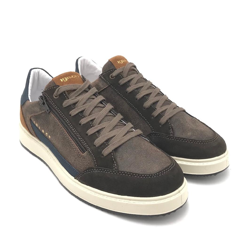 Zulian Calzature Sneakers Santiago camoscio marrone-blu In Vendita