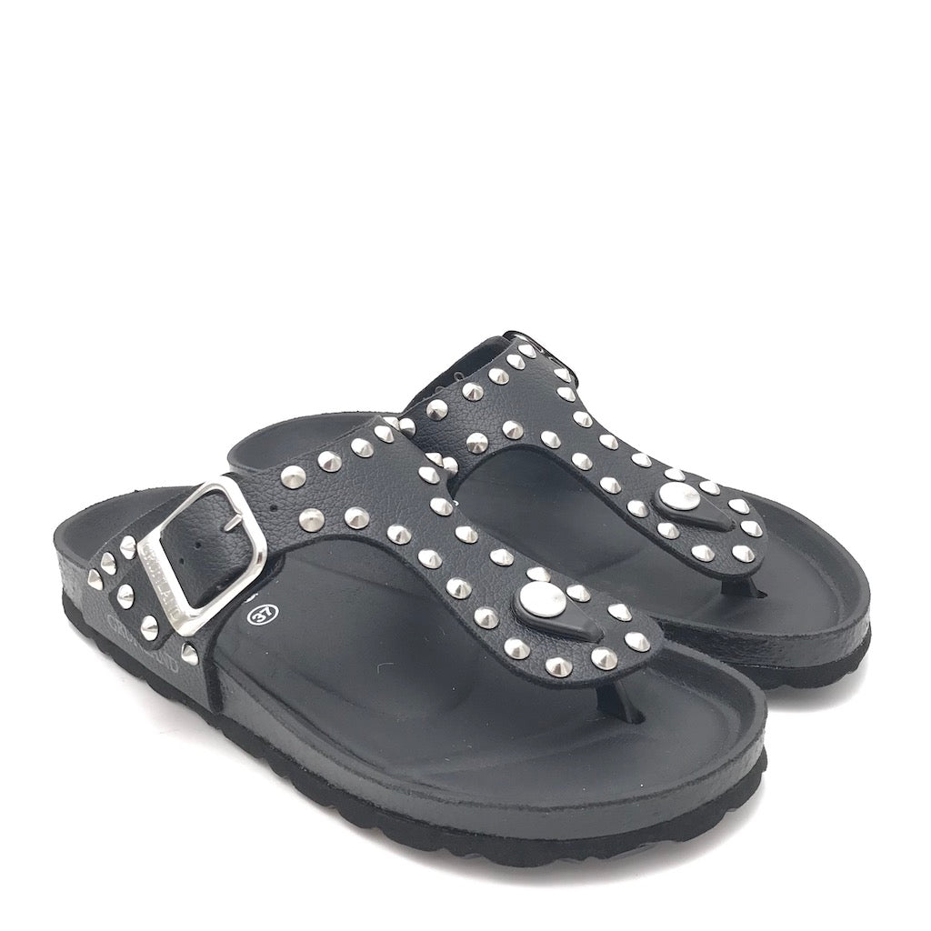Zulian Calzature Ciabatta Sara infradito nera borchie Promozione