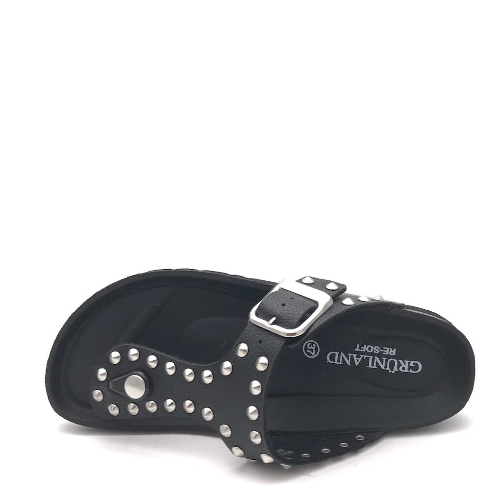 Zulian Calzature Ciabatta Sara infradito nera borchie Promozione
