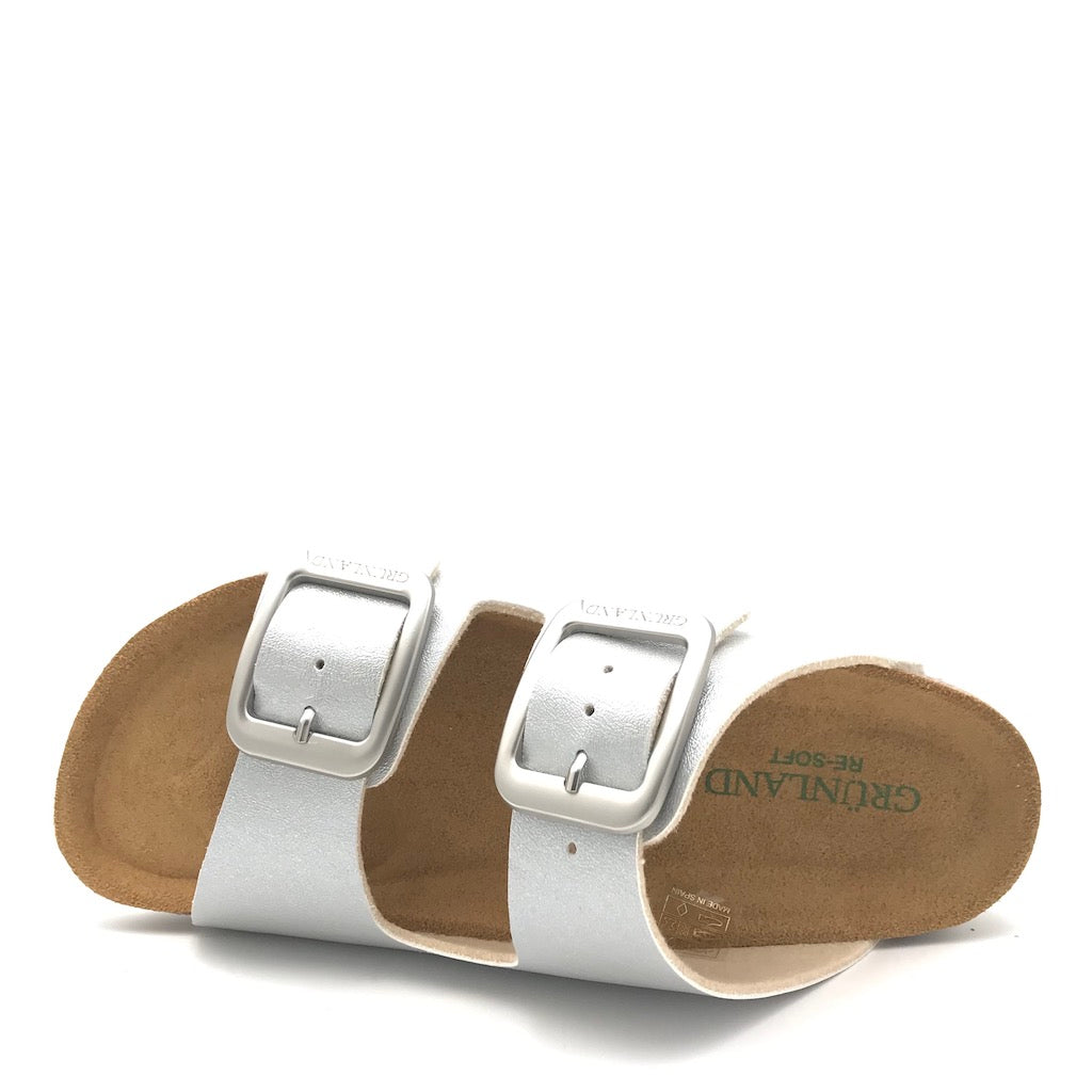 Zulian Calzature Ciabatta Sara doppia fibbia argento Economico
