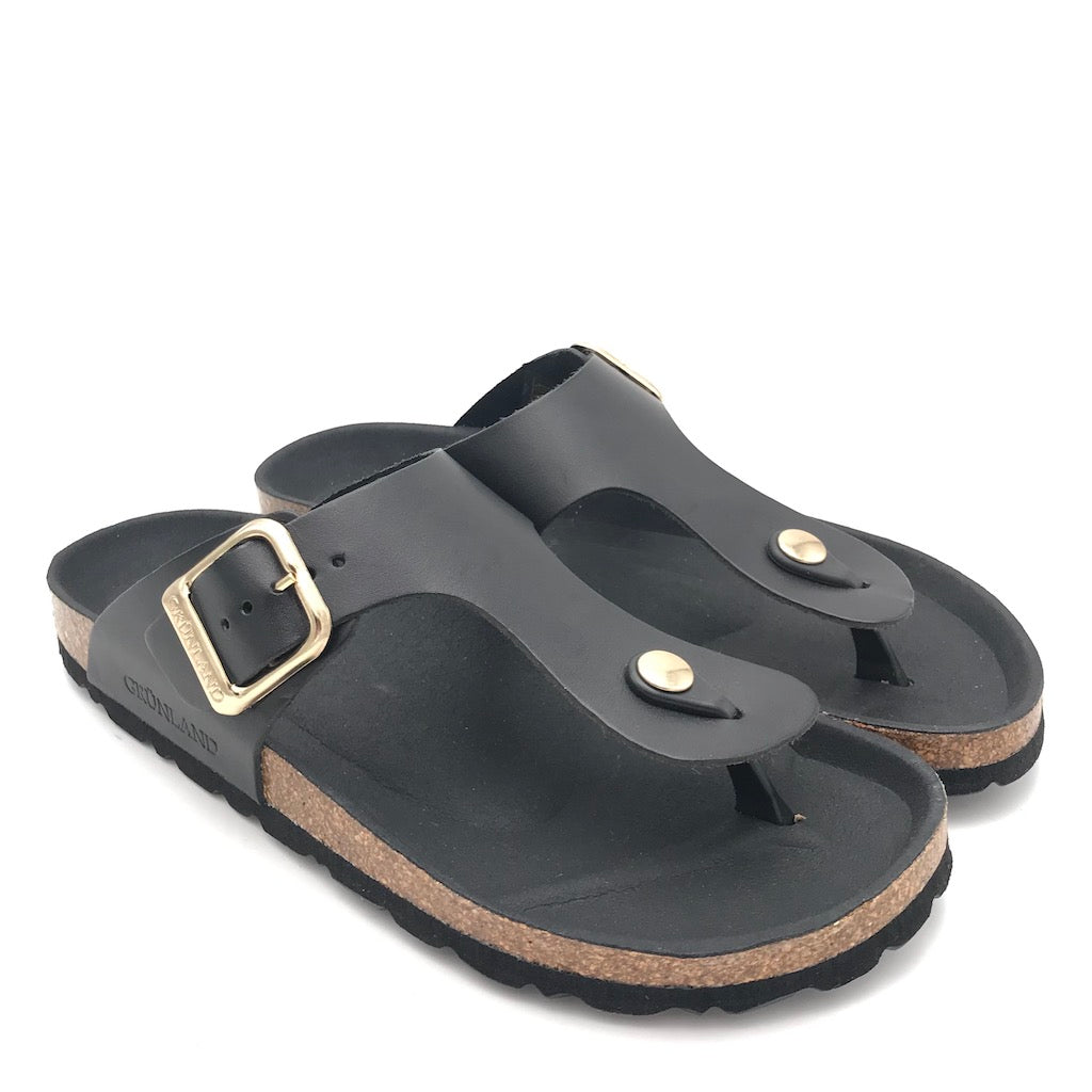 Zulian Calzature Ciabatta Sara infradito pelle nera In Vendita