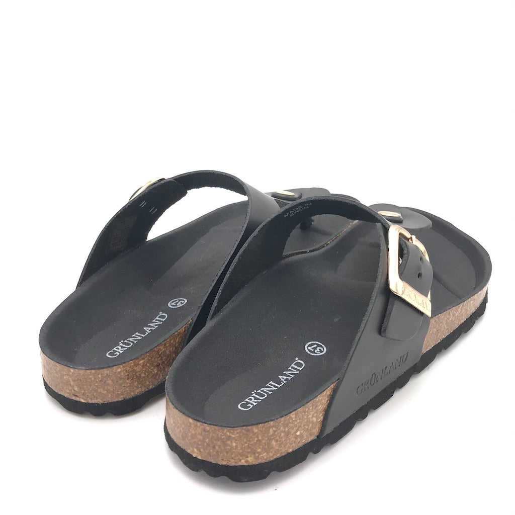 Zulian Calzature Ciabatta Sara infradito pelle nera In Vendita