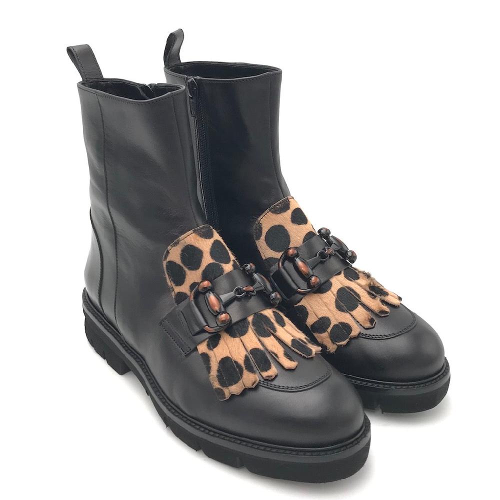 Zulian Calzature Tronchetto nero animalier Qualità