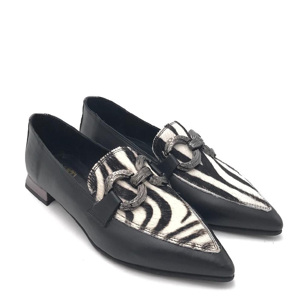 Zulian Calzature Mocassino zebra pelle nera Consegna Veloce