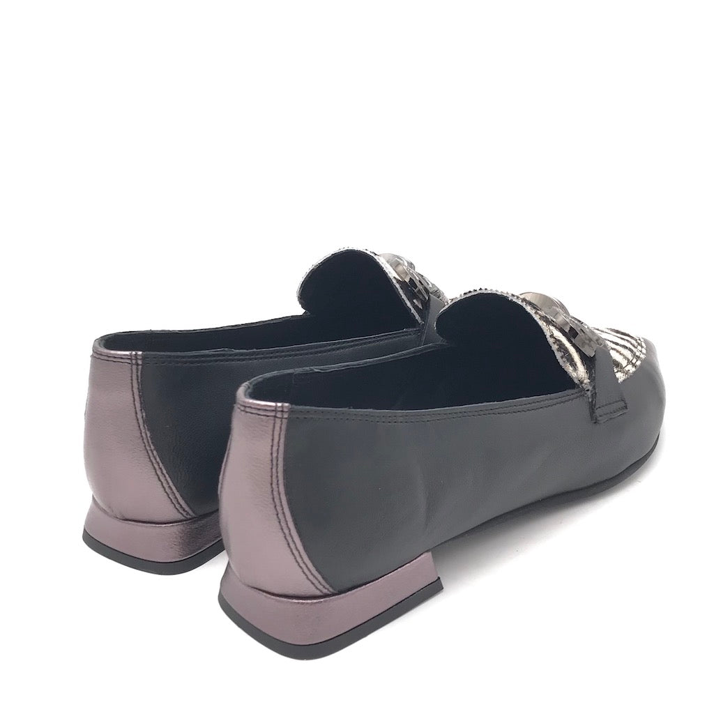 Zulian Calzature Mocassino zebra pelle nera Consegna Veloce