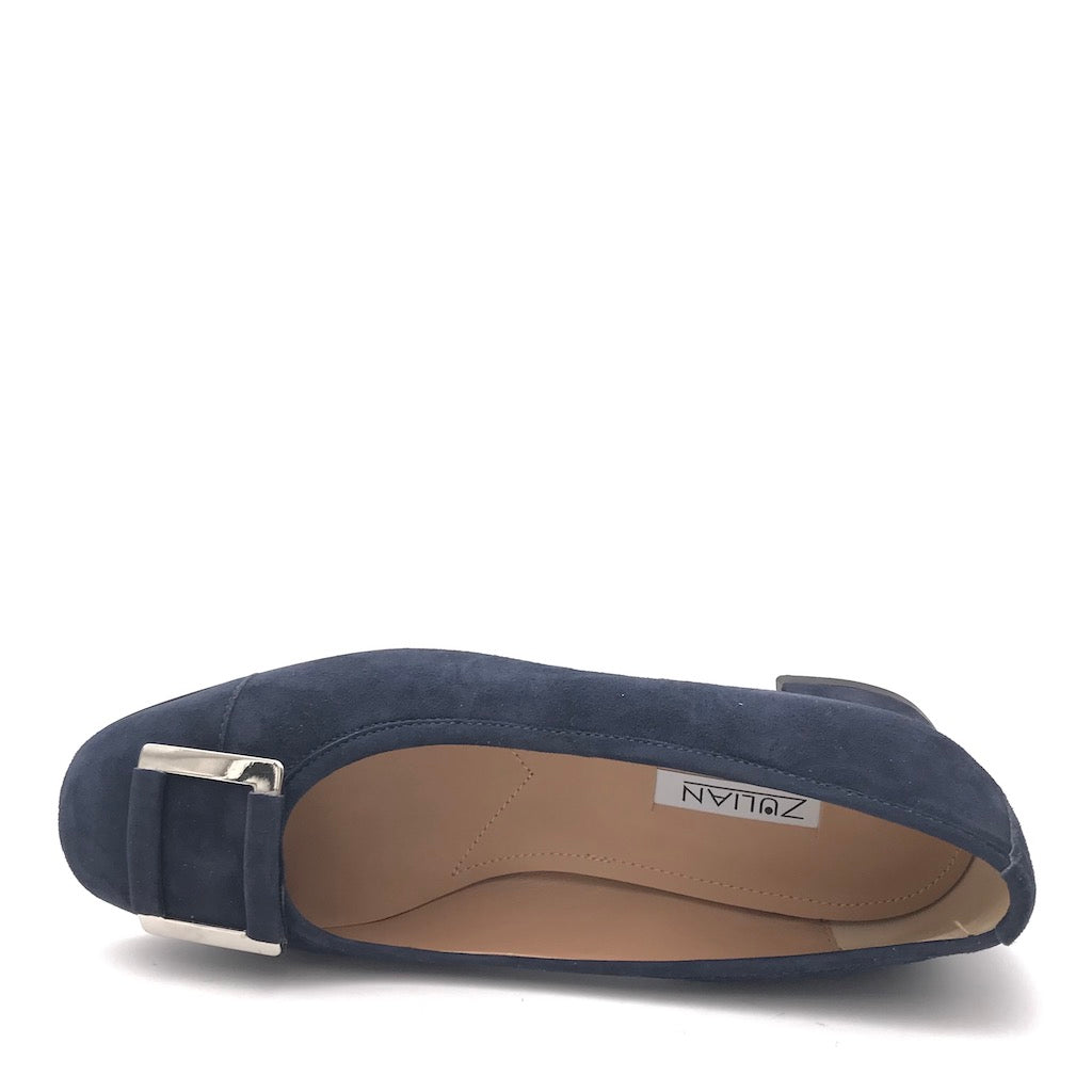 Zulian Calzature Ballerina in camoscio blu Vendita Calda