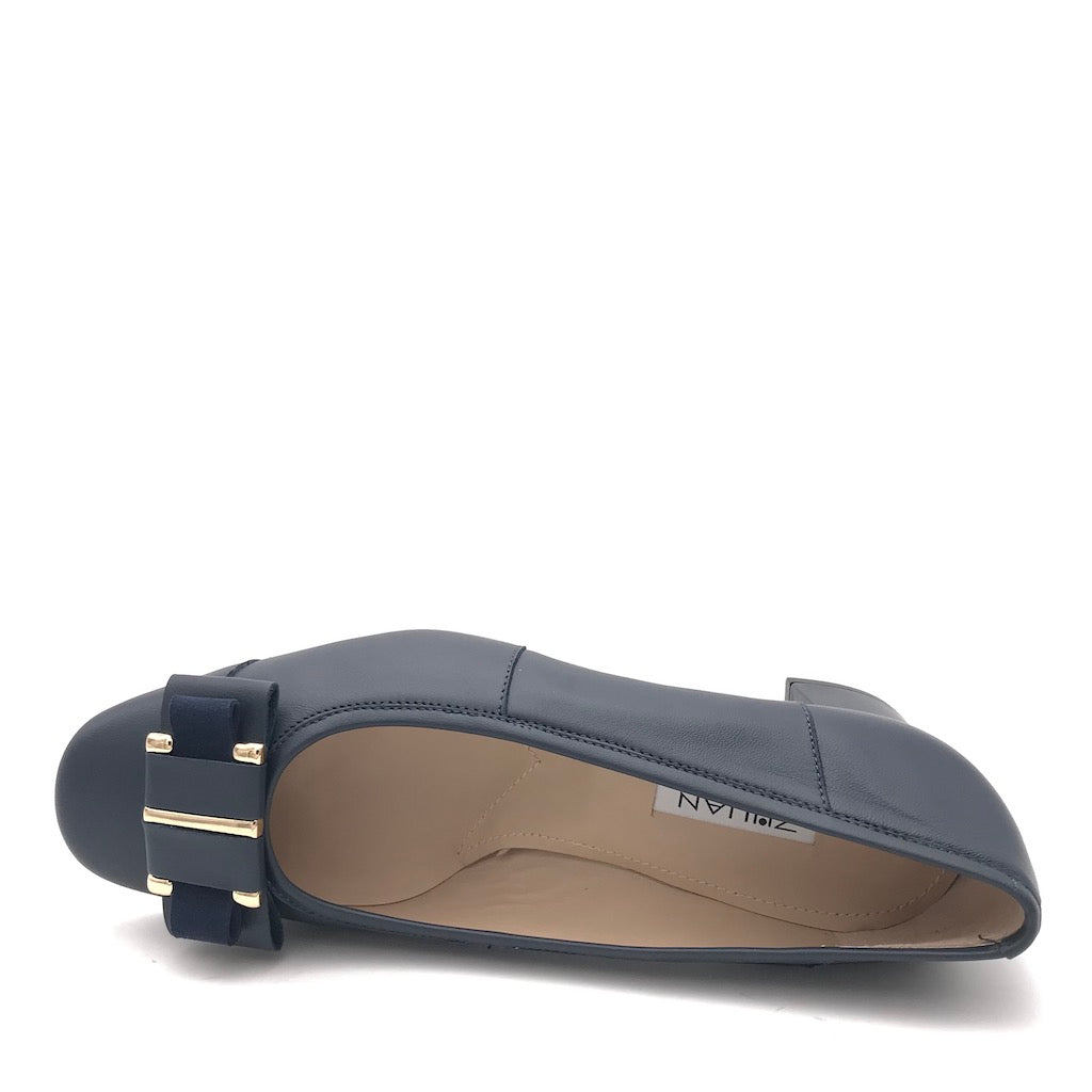 Zulian Calzature Ballerina in pelle blu Italy