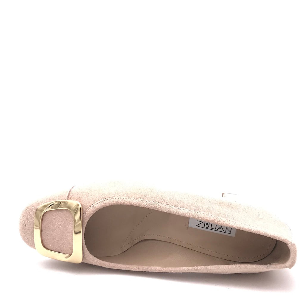 Zulian Calzature Ballerina in camoscio pesca Italia