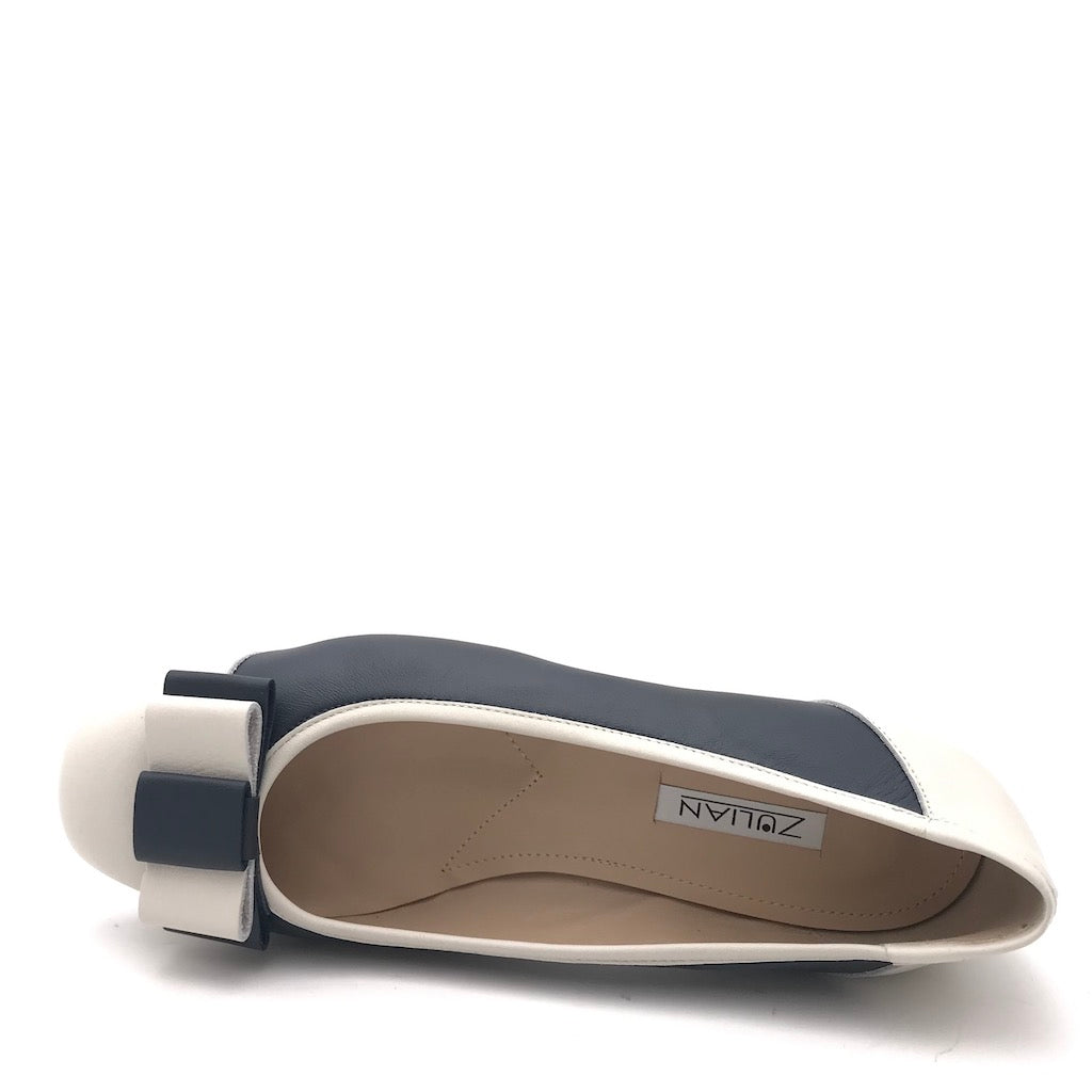 Zulian Calzature Ballerina in pelle blu-panna 2025
