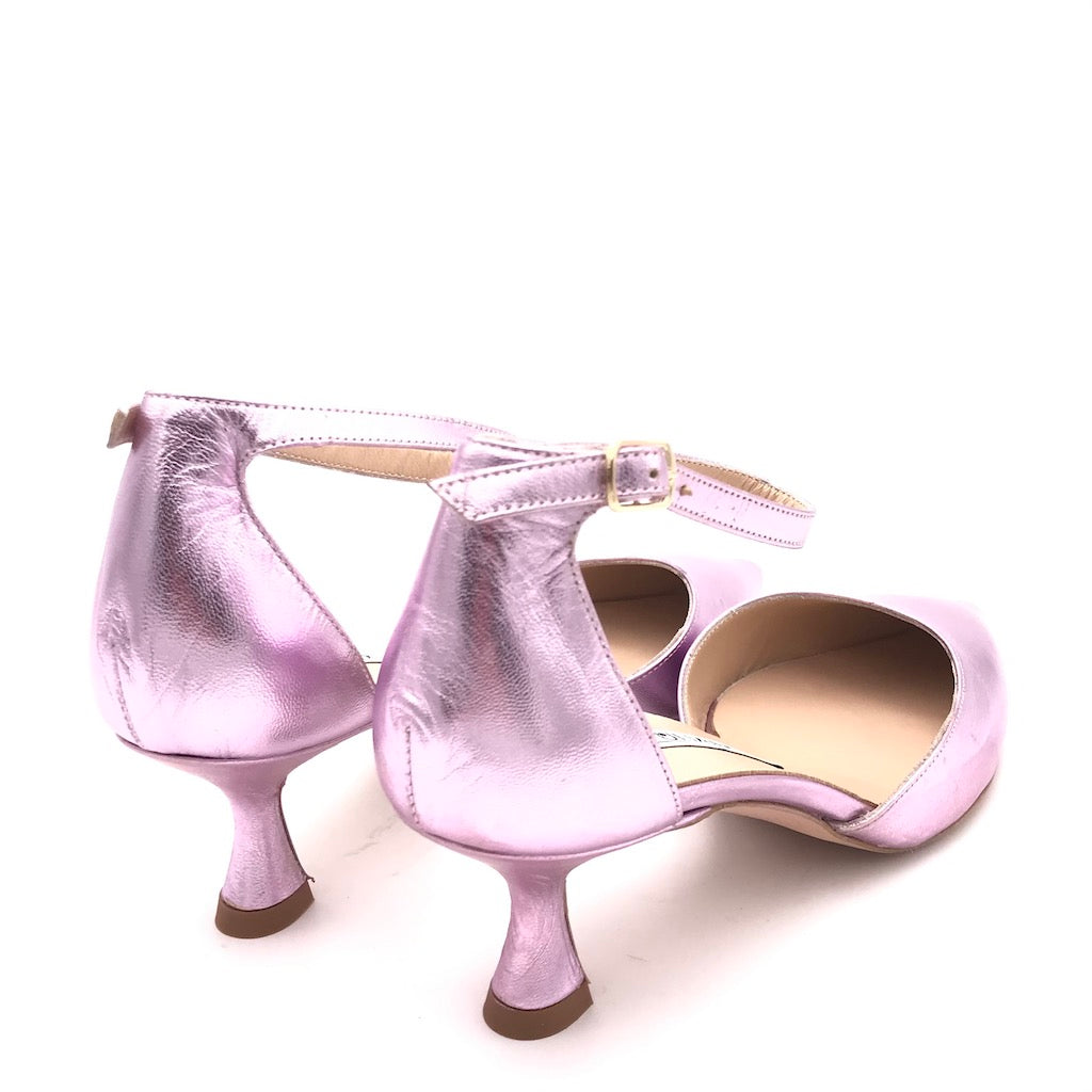 Zulian Calzature Scarpa in pelle laminata lilla Sostegno trimestrale