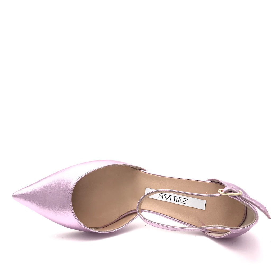 Zulian Calzature Scarpa in pelle laminata lilla Sostegno trimestrale