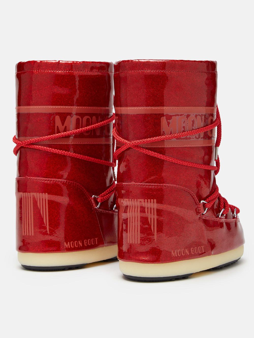 Moon Boot ICON JUNIOR GLITTER ROSSO Economico