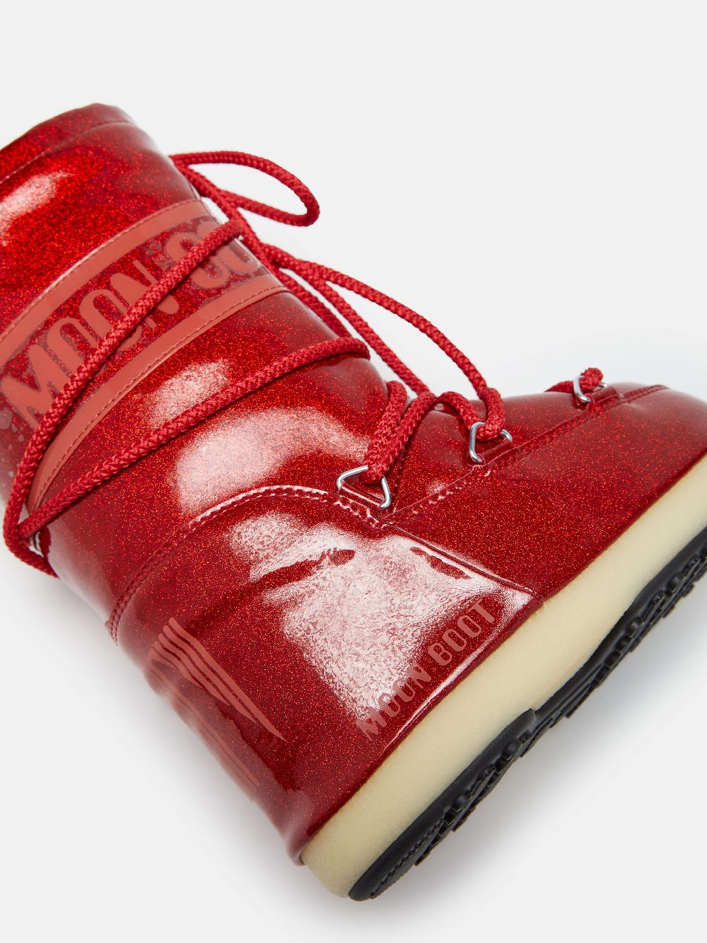 Moon Boot ICON JUNIOR GLITTER ROSSO Economico