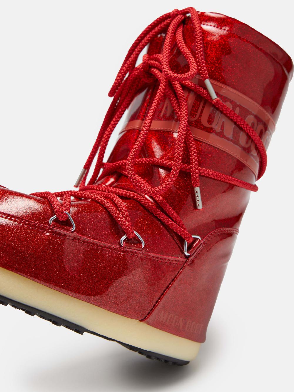 Moon Boot ICON JUNIOR GLITTER ROSSO Economico