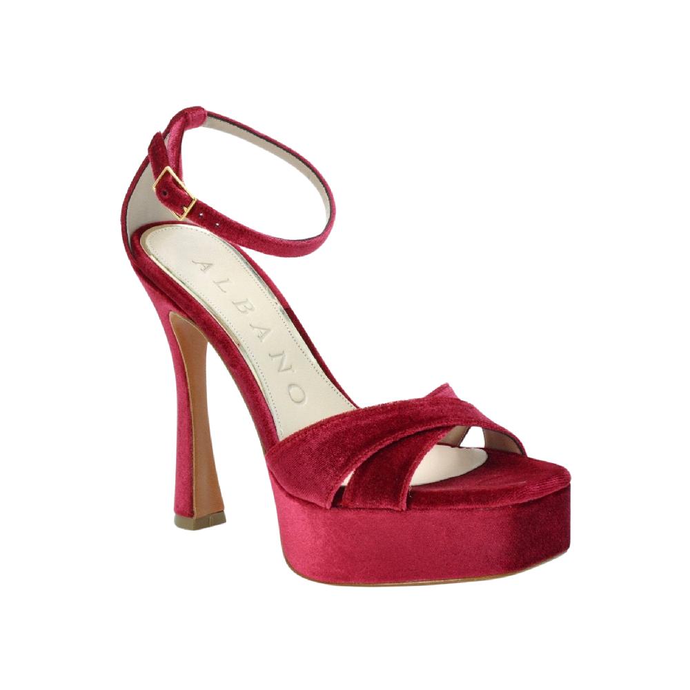 ﻿ALBANO Sandali in velluto rosso Sconto