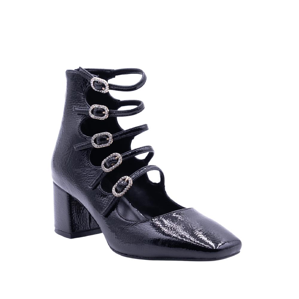 ALBANO VANITY Decolletè nero con cinturini Saldi Di Fabbrica