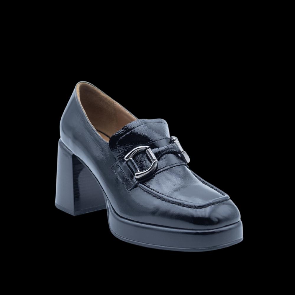 ALBANO Mocassino nero con tacco Saldi Di Fabbrica