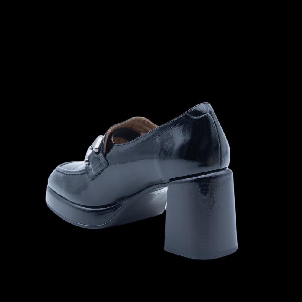 ALBANO Mocassino nero con tacco Saldi Di Fabbrica